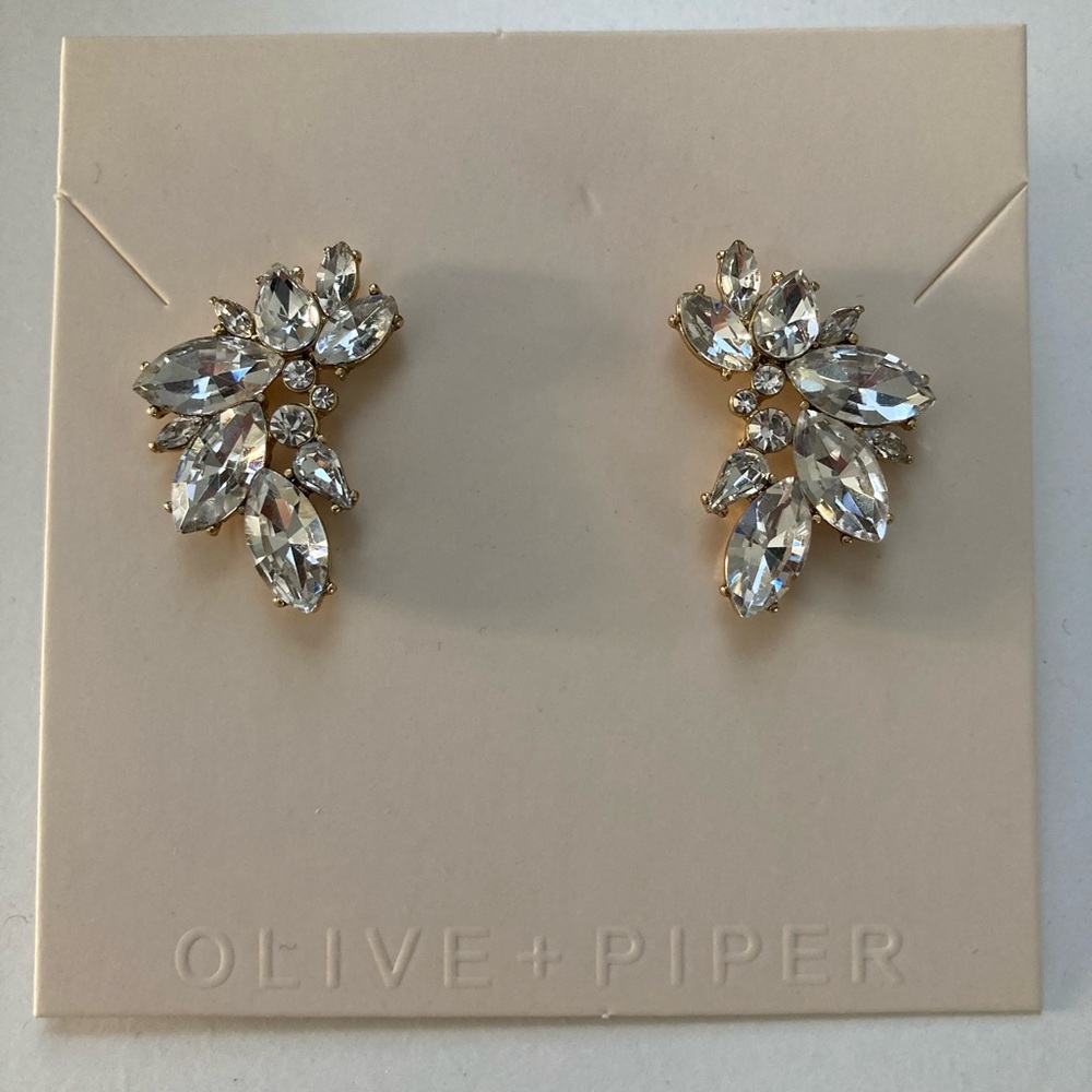 Olive & Piper Porter Cluster Studs in Ox Gold. Brand new, never worn, bridal.